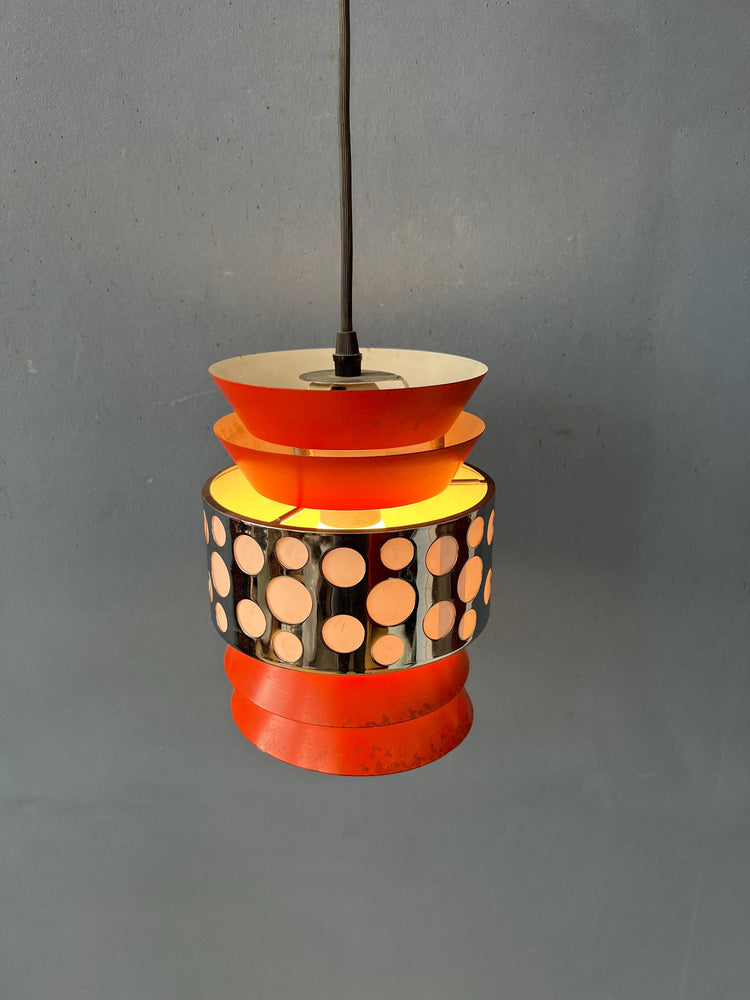 Orange Vintage Massive Belgium Space Age Pendant Lamp