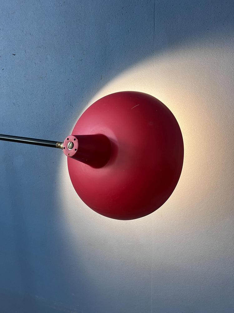 Vintage Red Anvia Floor Lamp by J.J.M. Hoogervorst, Adjustable Metal Lamp