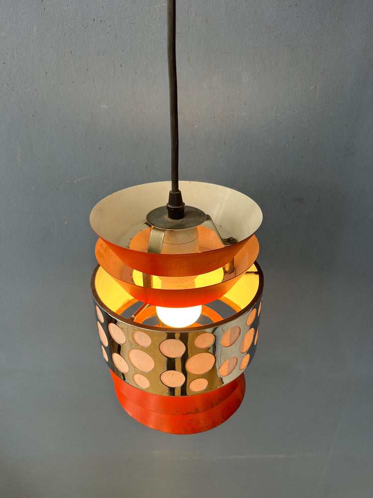 Orange Vintage Massive Belgium Space Age Pendant Lamp