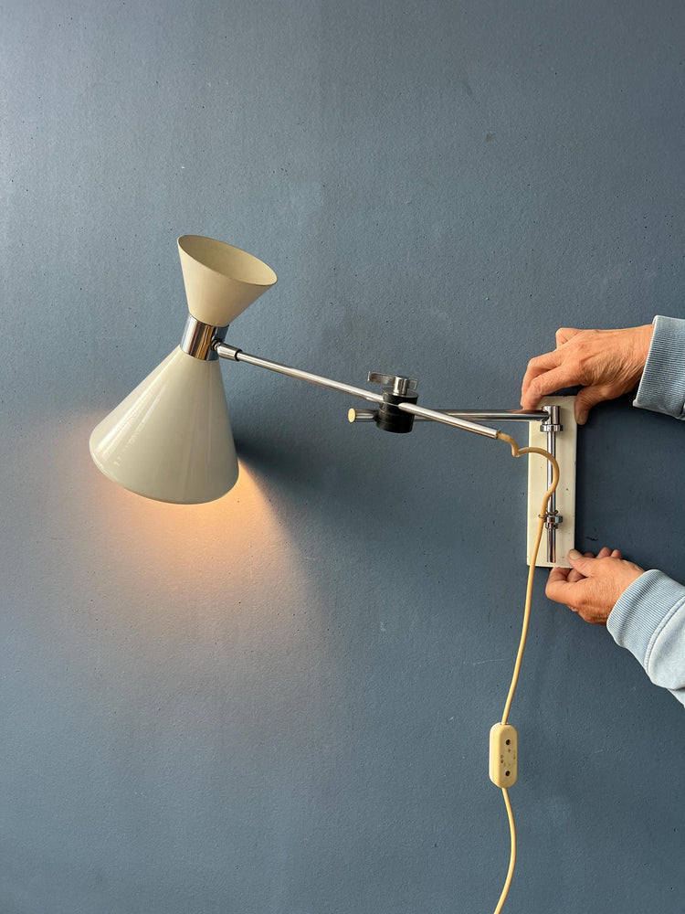 Beige Herda Diabolo Mid Century Swing Arm Wall Lamp