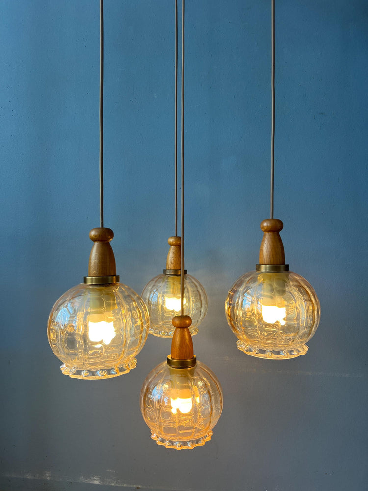 Vintge Hustadt Leuchten Glass Cascade Pendant Lamp