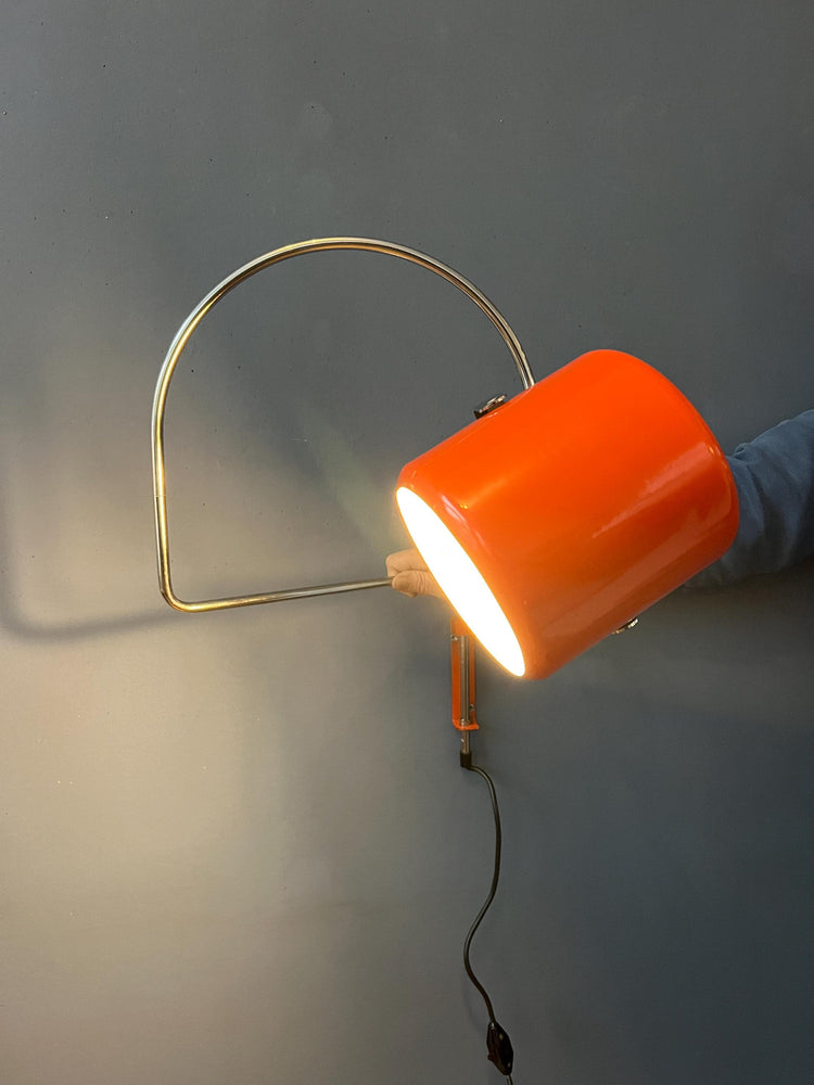 Red Mid Century Anvia Swivel Arc Wall Lamp