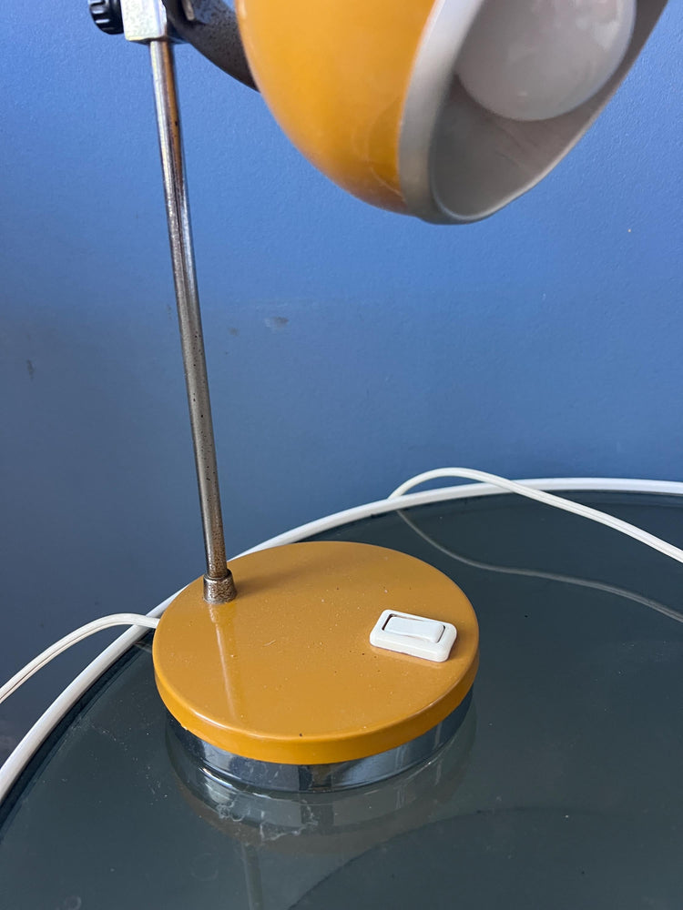 Set of 2 Yellow Space Age Eyeball Table Lamps | Vintage Mid Century Lights