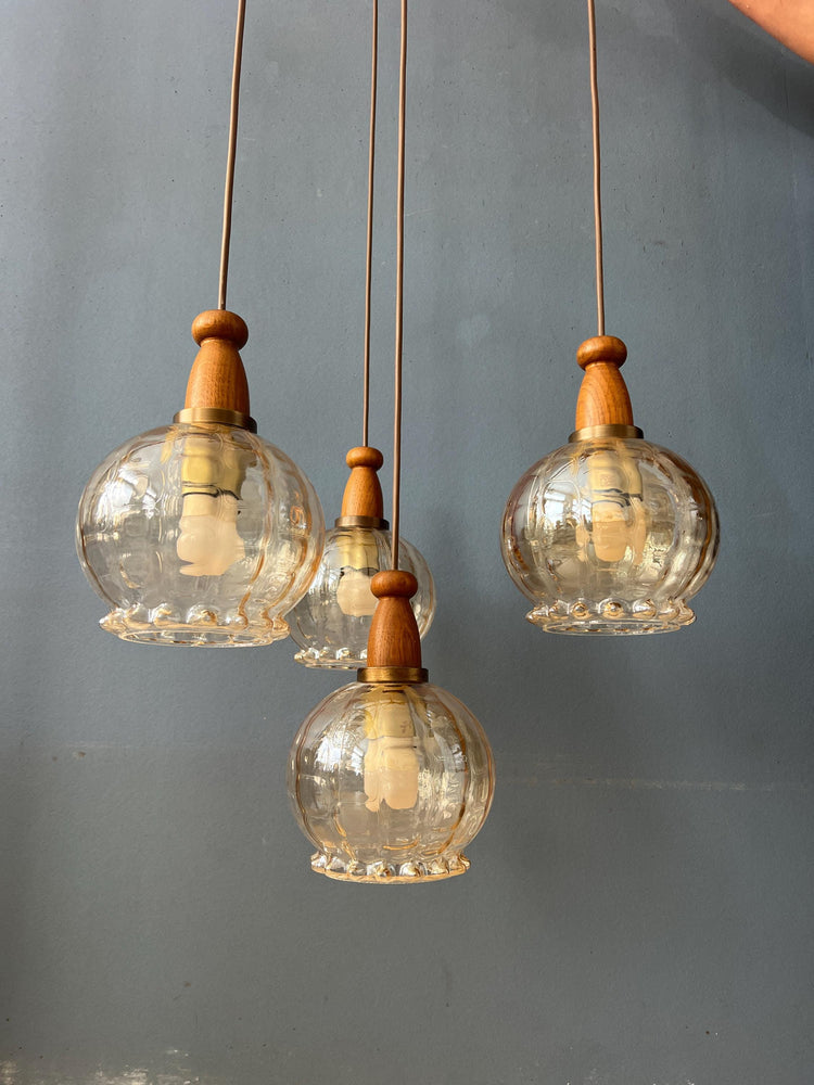 Vintge Hustadt Leuchten Glass Cascade Pendant Lamp