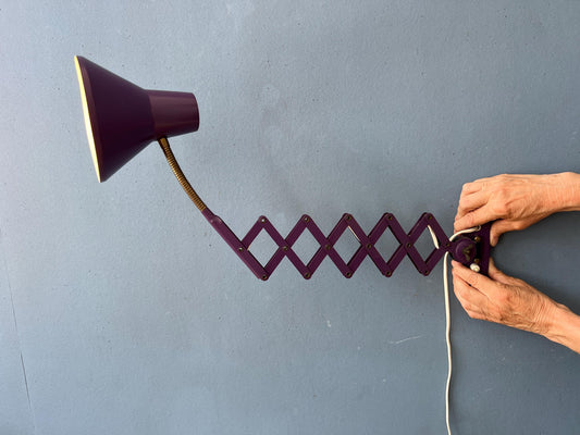 Purple Vintage Space Age Scissor Wall Lamp