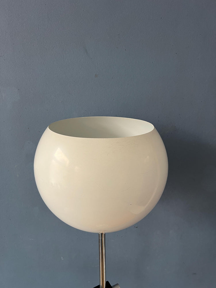 White Mid Century Space Age Eyeball Floor Lamp