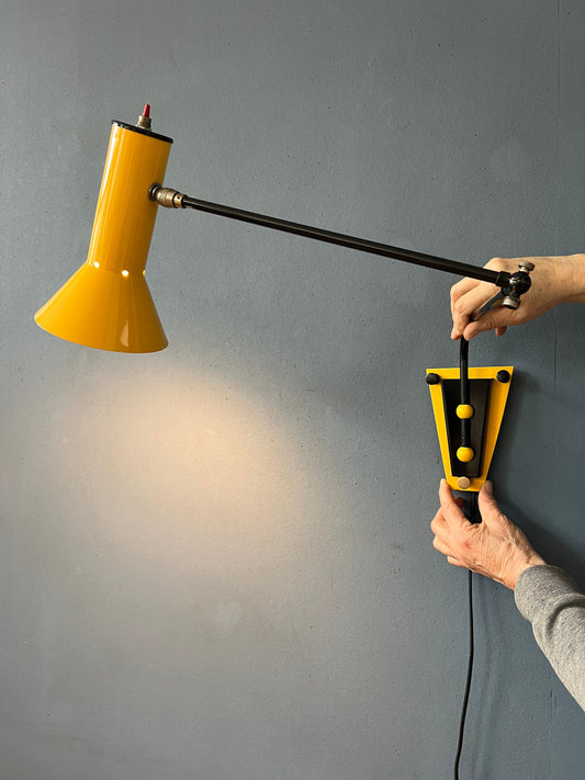 Unique Yellow 80s Swing Arm Wall Lamp
