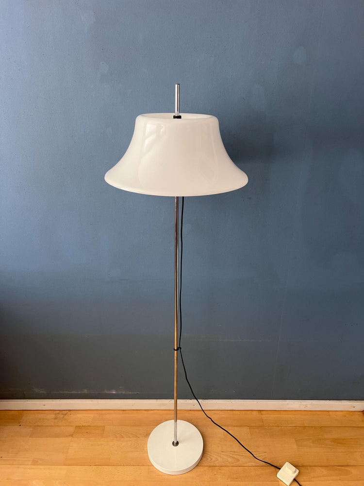Vintage Space Age Floor Lamp with White Plexiglass UFO Shade