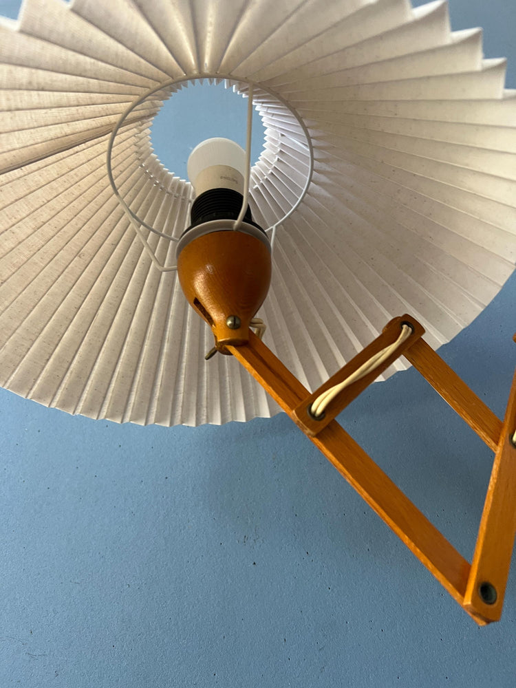 Pleated Shade Vintage Wooden Scissor Wall Lamp