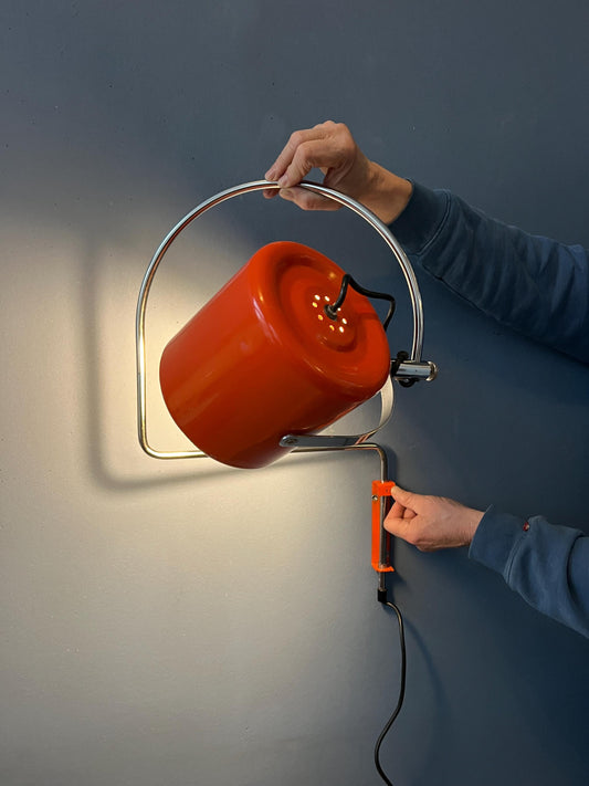 Red Mid Century Anvia Swivel Arc Wall Lamp