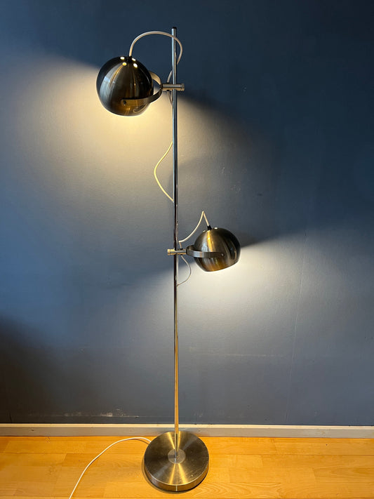 Vintage Dark Silver Herda Space Age Eyeball Floor Lamp