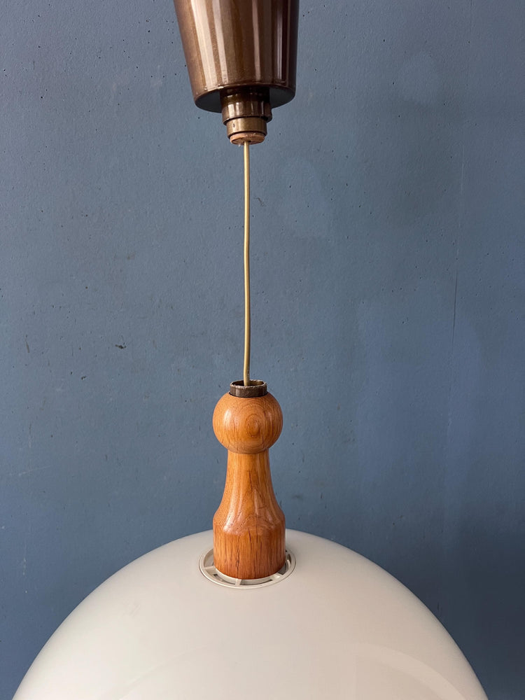 Vintage White Wooden Steinhauer Pendant Lamp, Plexiglass Suspension Light