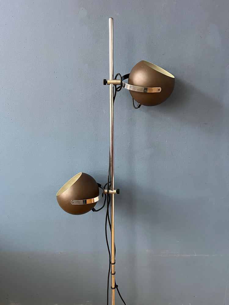 Vintage 70s Mat Brown Eyeball Floor Lamp