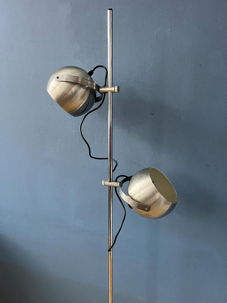 Silver Mid Century Vintage Herda Eyeball Floor Lamp