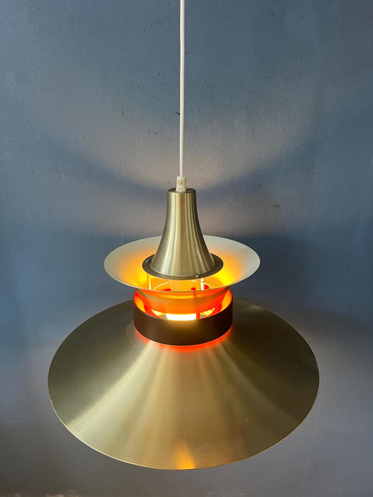 Large Flying Saucer UFO Pendant Lamp with Orange Light