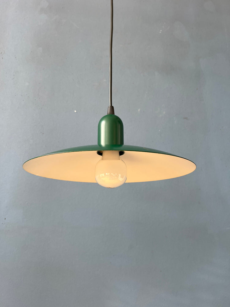 Dark Green Delicate Metal Saucer Pendant Lamp