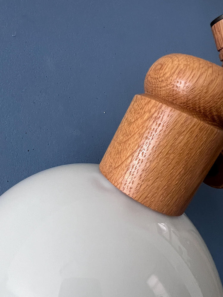 Mid Century Modern Wooden Mushroom Floor Lamp, Vintage Steinhauer Space Age Lighting