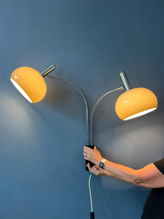 Vintage Dijkstra Space Age Double Arc Mushroom Wall Lamp
