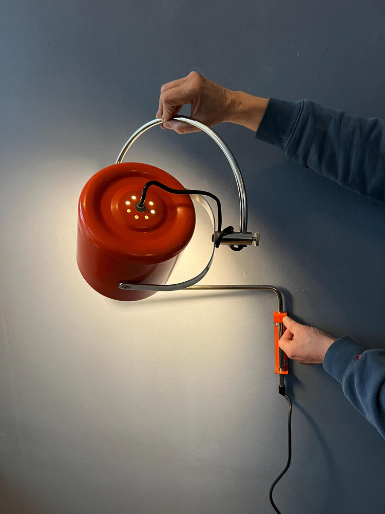 Red Mid Century Anvia Swivel Arc Wall Lamp