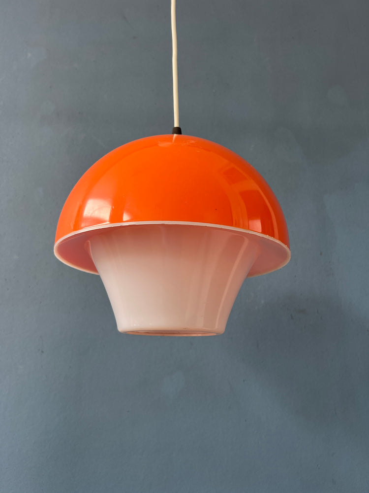 Acrylic Glass Orange and White Space Age Pendant Lamp