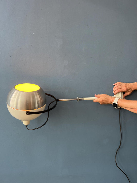 Extendable Dijkstra Mid Century White Globe Wall Lamp