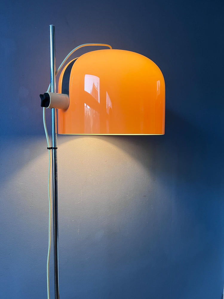 Guzzini Forma Space Age Floor Lamp Chrome Base Orange Shade