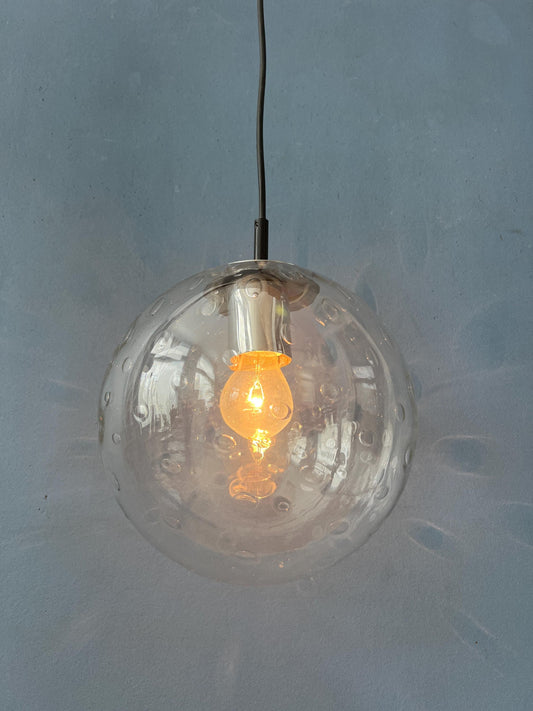 Vintage Raak Seeded Glass Pendant Lamp