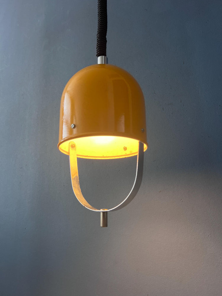 Vintage Yellow Space Age Pendant Lamp, Mid Century Modern Hanging Light