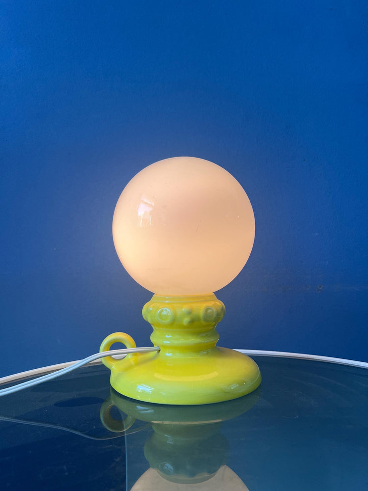 Yellow West Germany Ceramic Table Lamp with Glass Shade