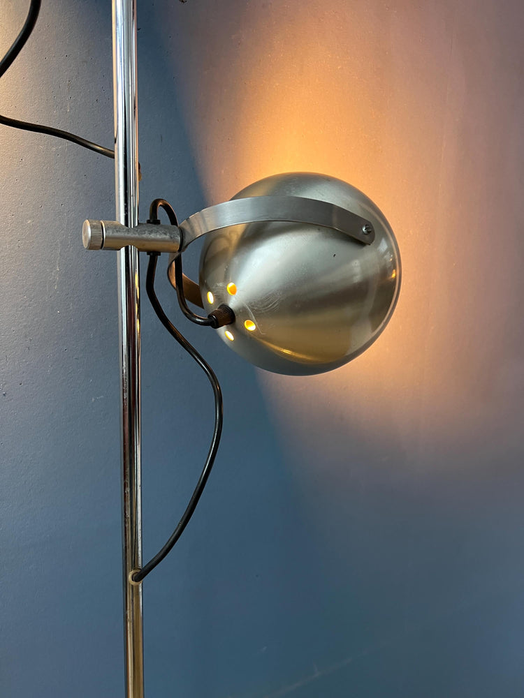Silver Mid Century Vintage Herda Eyeball Floor Lamp