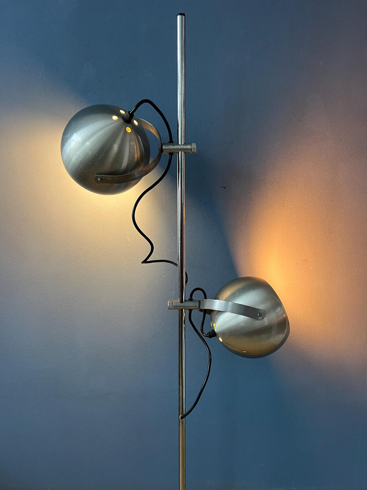 Silver Mid Century Vintage Herda Eyeball Floor Lamp