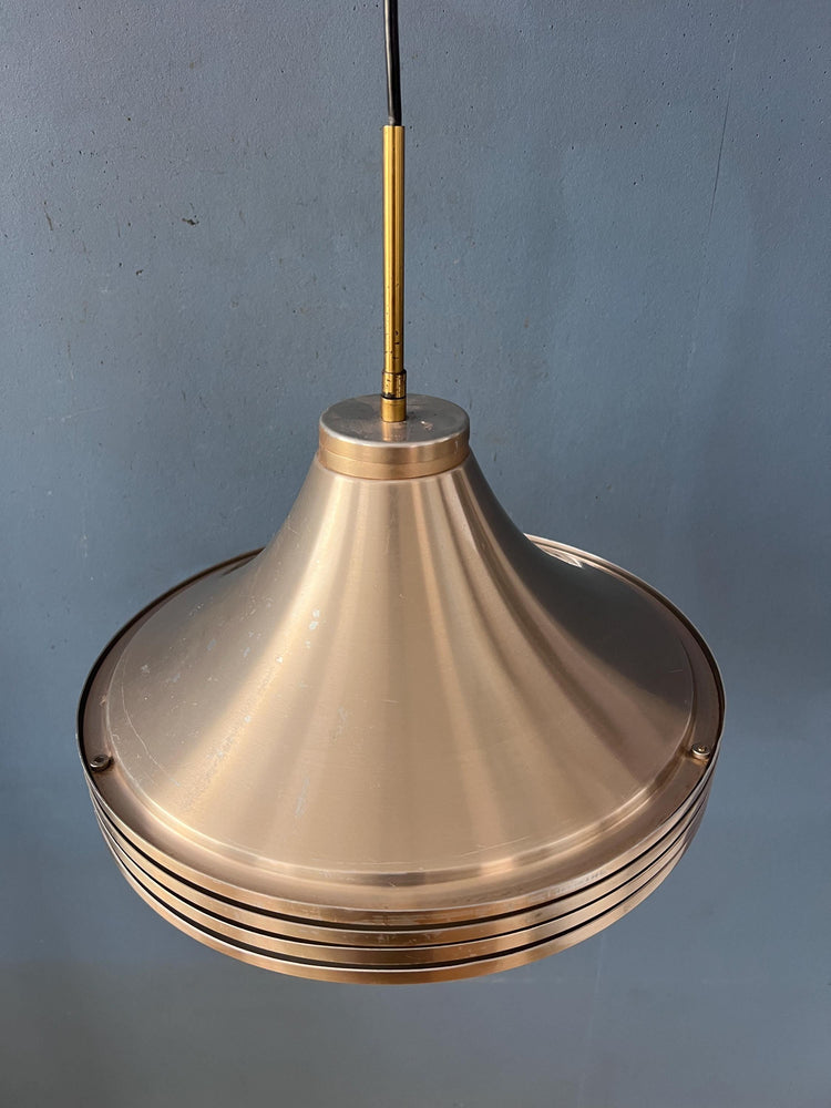 Mid Century Brushed Aluminium Crystal Glass Pendant Light
