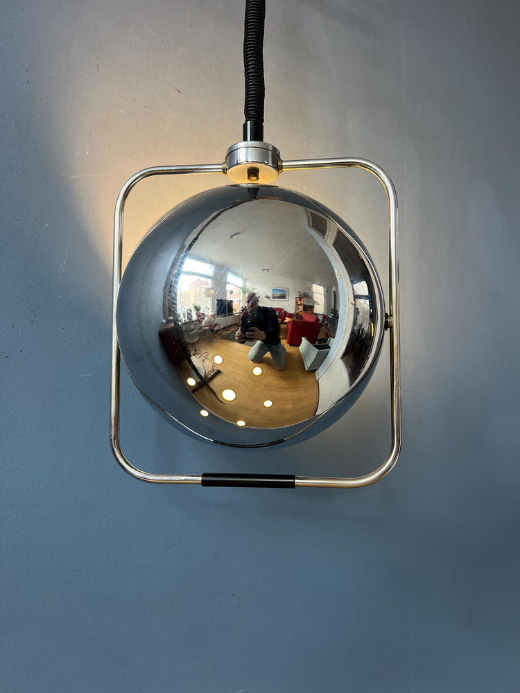 Chrome Mid Century GEPO Eyeball Pendant Lamp