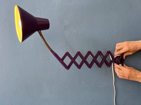 Purple Vintage Space Age Scissor Wall Lamp