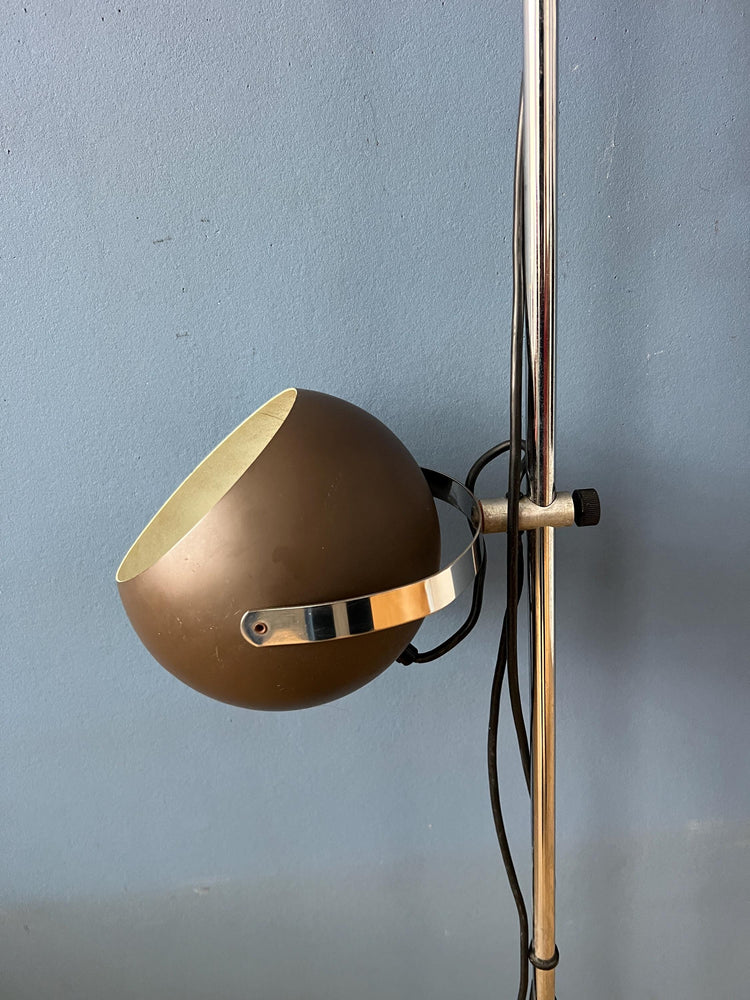 Vintage 70s Mat Brown Eyeball Floor Lamp