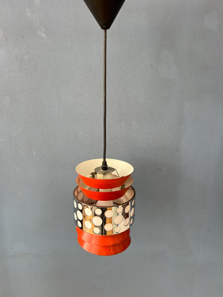 Orange Vintage Massive Belgium Space Age Pendant Lamp