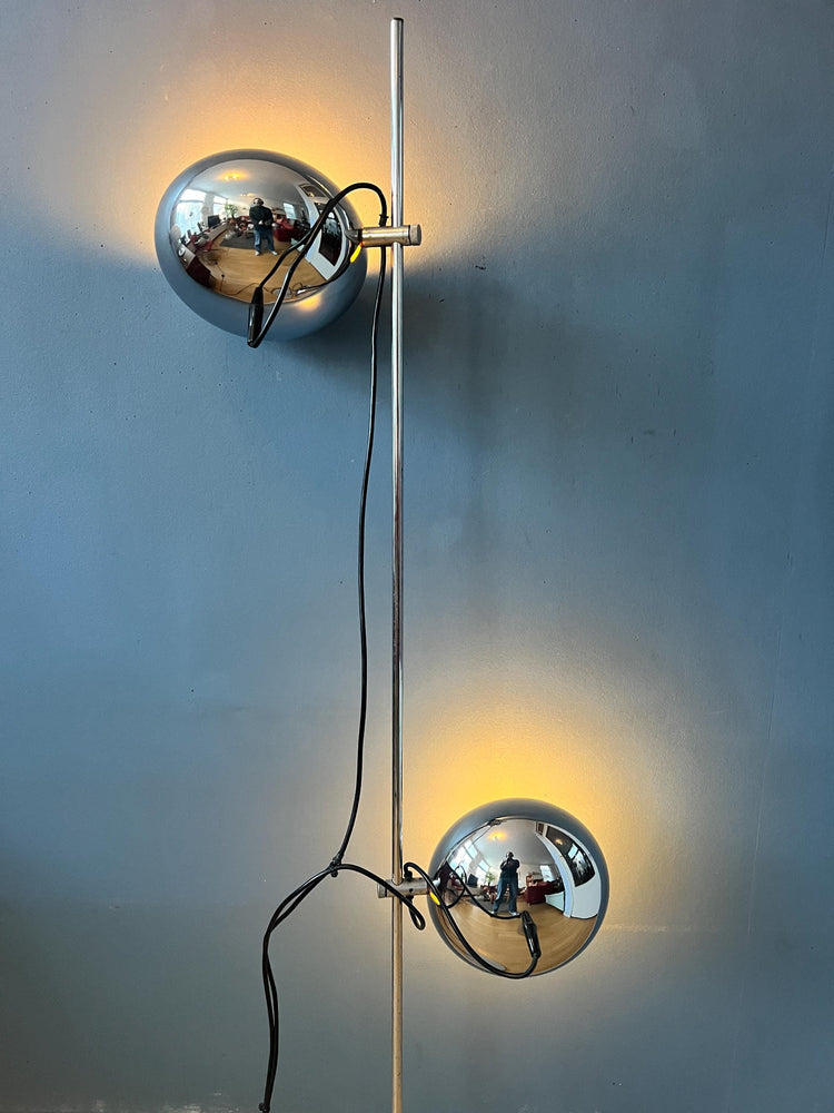 70s Mid Century Chrome Herda Eyeball Floor Lamp