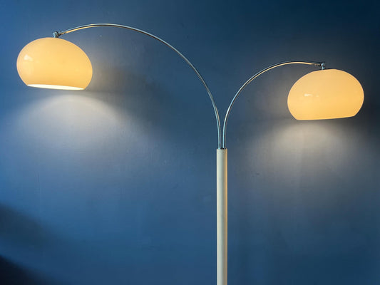 White Dijkstra Double Arc Space Age Mushroom Floor Lamp