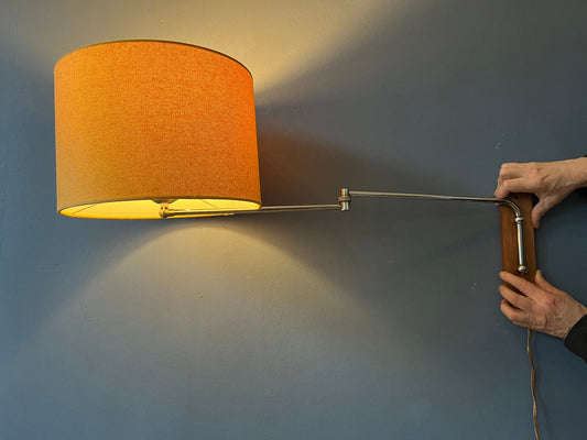 Mid Century Swing Arm Wall Lamp with Yellow Shade