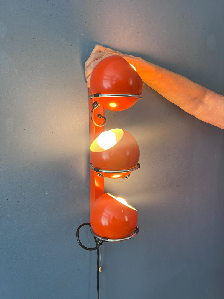 Mid Century Red GEPO Space Age Eyeball Wall Lamp