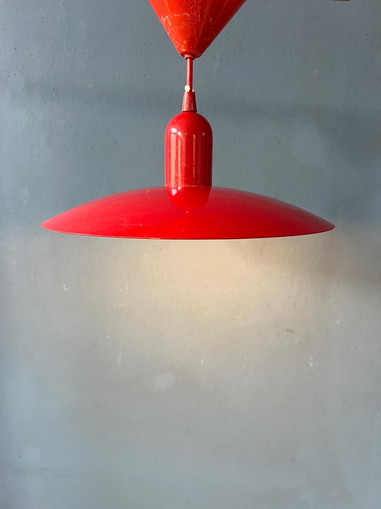 Small Vintage Red Metal Space Age Pendant Lamp