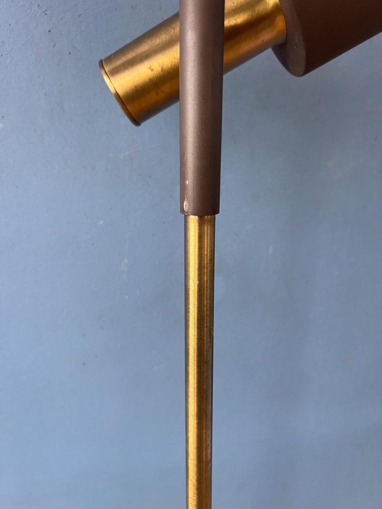 Vintage Dijkstra Space Age Floor Lamp, Brown and Chrome Floor Light