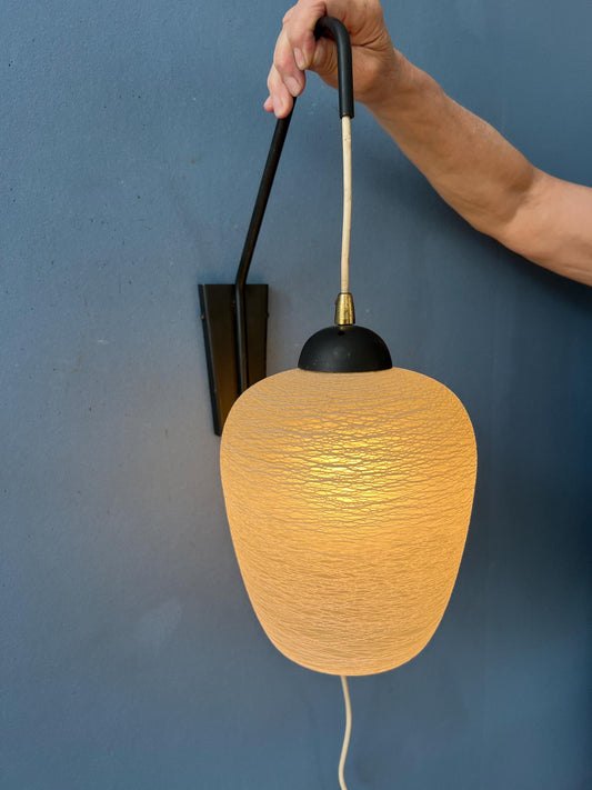 Mid Century Rod Wall Lamp with Spider Web Glass Shade