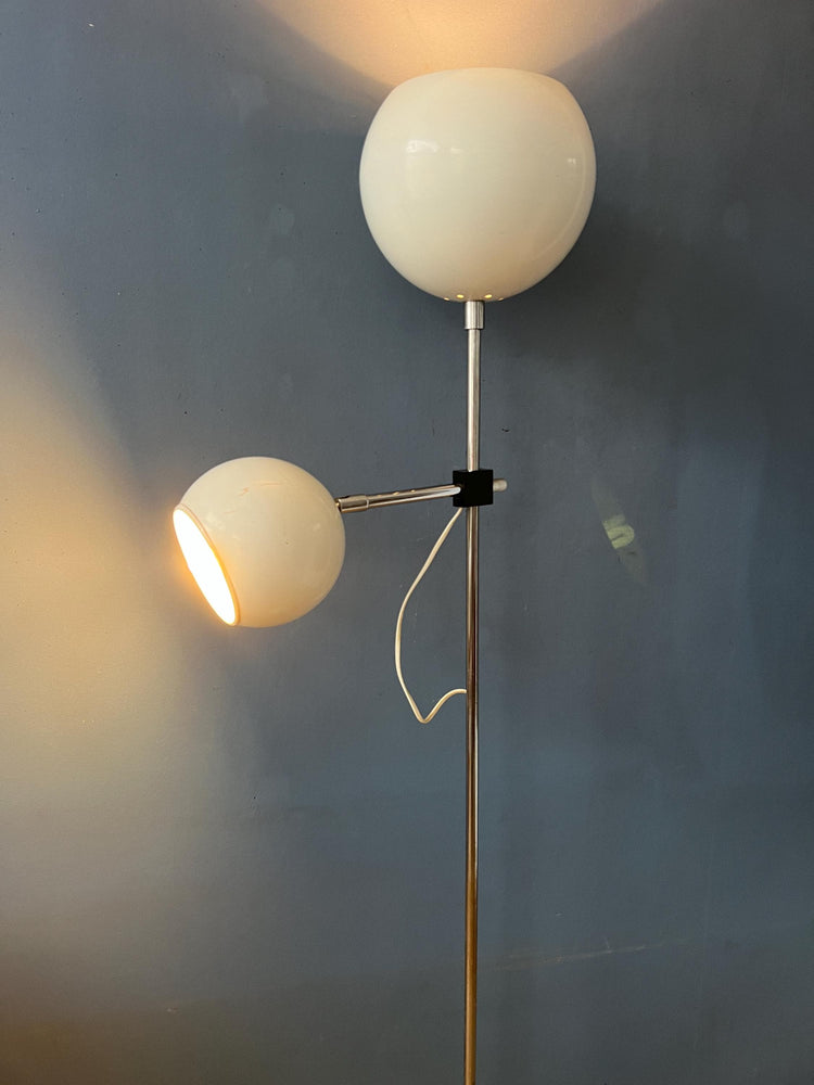 White Mid Century Space Age Eyeball Floor Lamp