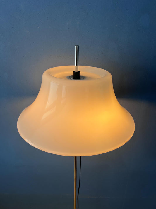 Vintage Space Age Floor Lamp with White Plexiglass UFO Shade