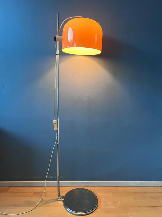 Guzzini Forma Space Age Floor Lamp Chrome Base Orange Shade