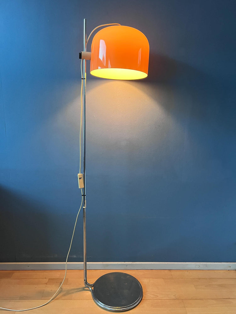 Guzzini Forma Space Age Floor Lamp Chrome Base Orange Shade