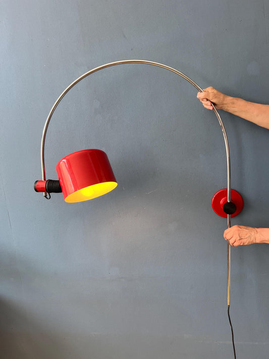 Red SIS Arc Wall Lamp after Colombo Oluce Coupe