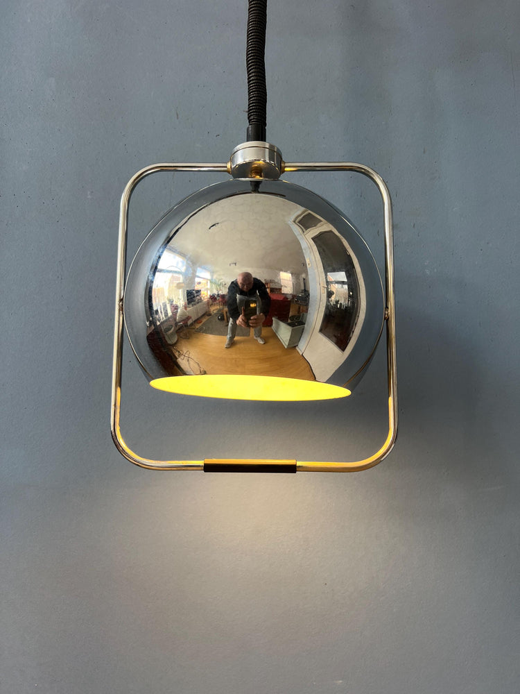 Chrome Mid Century GEPO Eyeball Pendant Lamp