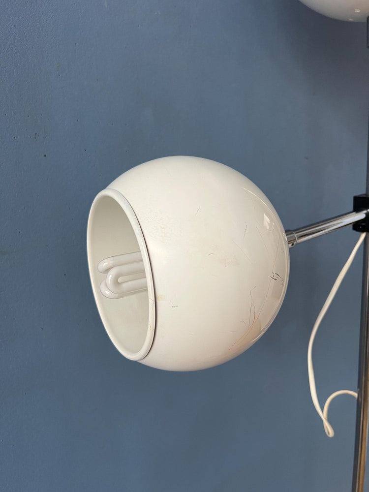 White Mid Century Space Age Eyeball Floor Lamp